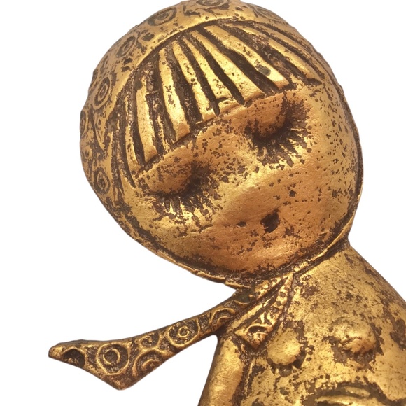 Vintage Burwood Style Gold Tone Wall Plaques – Cute Mid Century Modern Girl - Picture 7 of 15